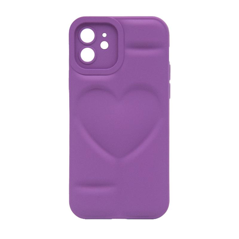 Futrola MATTE HEART za Iphone 12 ljubicasta